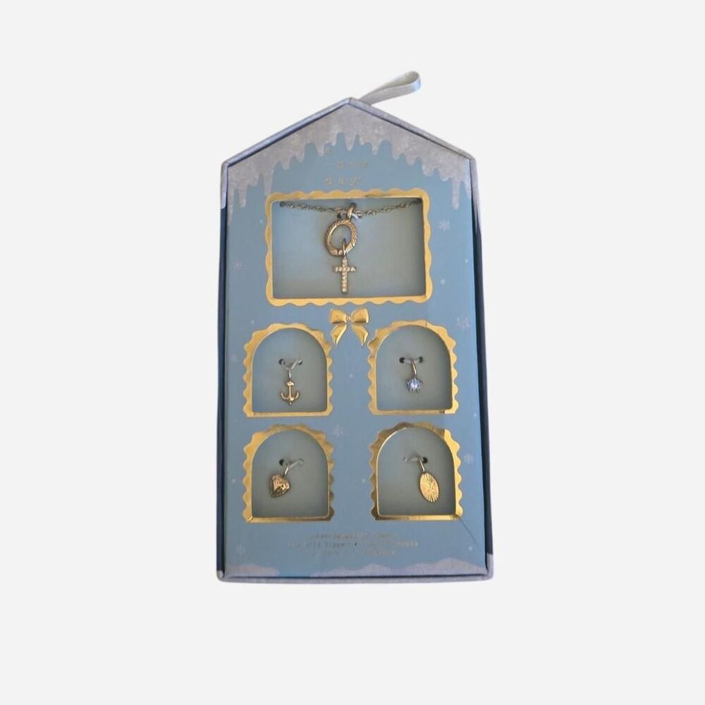 Fashion Cross Pendant Charm Necklace Set 5pc - a New Day Gold
